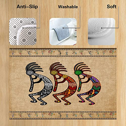 JAWO Southwestern Tribal Bathroom Rug - Geometric Retro Abstract Art, Memory Foam (16X24inches), Brown - color: Brown, size: 1'4" x 2' (Rectangular)
