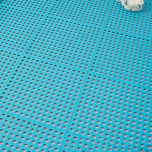 Tyenaza 10Pcs Bath Tub Shower Mat, Suction Cup Floor Mats Anti Slip Plastic Mosaic Bath Mat Tub Bathroom Mats for Kitchen Bathroom (Blue) - color: Blue