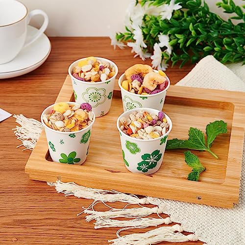 [300 Pack] Paper Cups, 3oz Disposable Bathroom Cups, Mouthwash Cups, Cold Disposable Drinking Cup for Party, Picnic, BBQ, Travel, and Event, Green Floral - color: JP-3-ZB01-300
