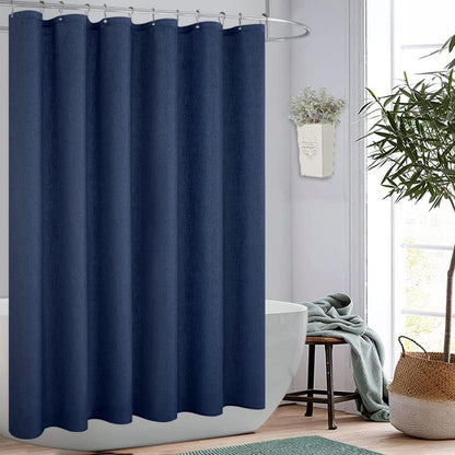 KOUFALL Navy Blue Curtains 84 Inch Length for Bathroom Shower Liner Waterproof Linen Textured Fabric Light Fitering Semi Sheer Boho Shower Curtain,Dark Blue - color: Navy, size: 72"W x 84"L (Pack of 1)