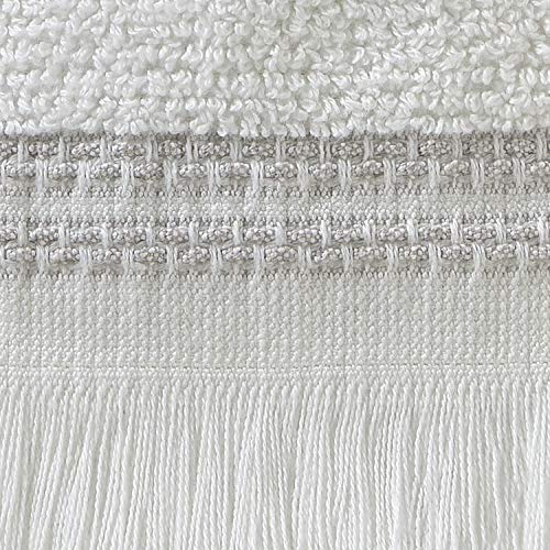 SKL Home Casual Fringe Fingertip Towel Set, 11" x 18", White, 2 Pack