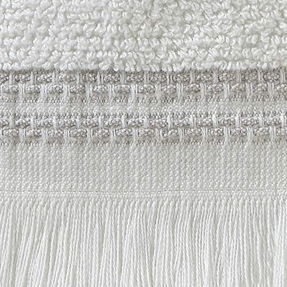 SKL Home Casual Fringe Fingertip Towel Set, 11" x 18", White, 2 Pack