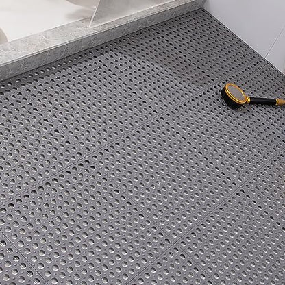 Tyenaza 10Pcs Bath Tub Shower Mat, Suction Cup Floor Mats Anti Slip Plastic Mosaic Bath Mat Tub Bathroom Mats for Kitchen Bathroom (Grey) - color: Grey