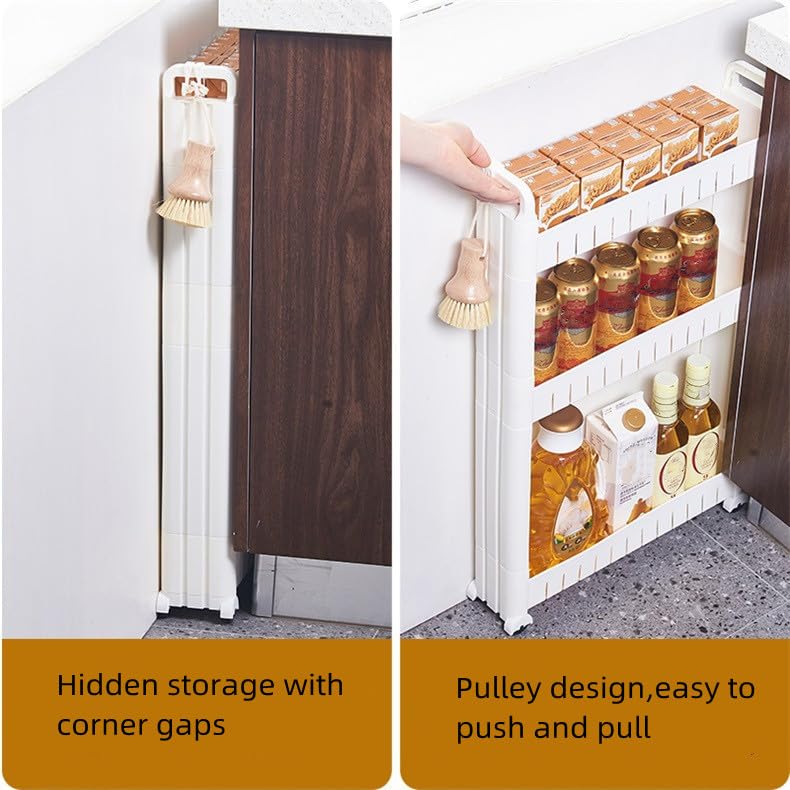 Slim Storage Car Durable Slim Storage Cabinet with Wheels Narrow Shelf Rack for Kitchen,Bathroom,Study,Office,Etc (4 Tier elevated) - size: 4 Tier elevated