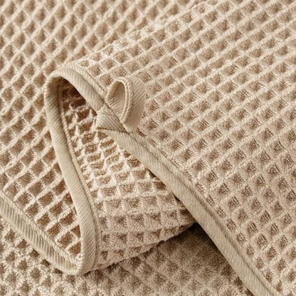 Microfiber Waffle Hand Towels, 2 Pieces, Soft, Absorbent, Fast Drying, Lint Free 430 GSM (Beige) - color: Beige