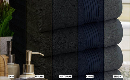 Utopia Towels Luxurious Bath Towels Set, 27x54 in, 4 Pack, Soft, Black | Soft Luxurious Ring Spun Cotton Bath Towels - Lightweight, Highly Absorbent, Quick-Drying, Ideal for Daily Use - color: Black