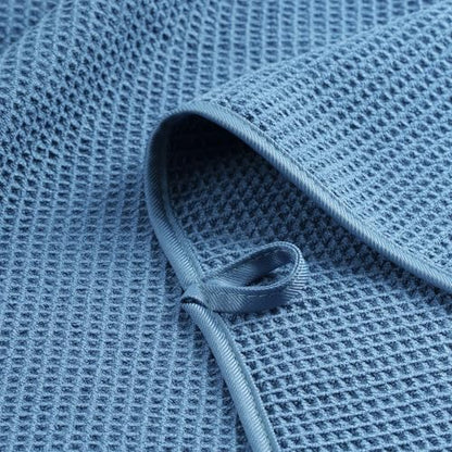 POLYTE 380 GSM Poly Blend Microfiber Quick Dry Waffle Bath Towel, 30x60 in | 2 Pack, Oversize, Lint Free, Body Towel - color: Blue