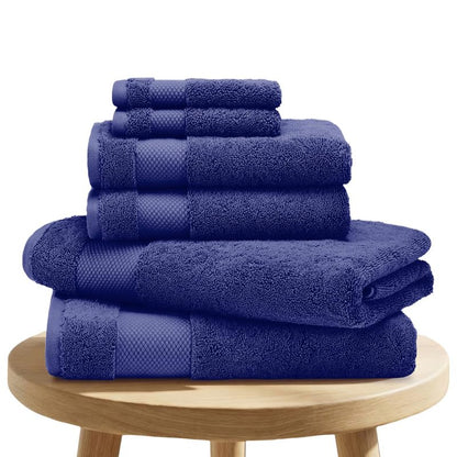 BIOWEAVES 100% Organic Cotton Bath Towel Set | 700 GSM Plush 6-Piece Premium Towel Set GOTS Certified, 2 Bath Towels, 2 Hand Towels & 2 Washcloths - Navy Blue - color: Navy Blue, size: 6 Pc Towel Set