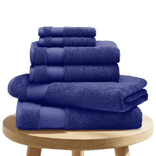 BIOWEAVES 100% Organic Cotton Bath Towel Set | 700 GSM Plush 6-Piece Premium Towel Set GOTS Certified, 2 Bath Towels, 2 Hand Towels & 2 Washcloths - Navy Blue - color: Navy Blue, size: 6 Pc Towel Set