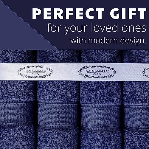 LA' HAM MAM FINE LIVING Luxury Turkish Cotton Towels Easy Care, Extra Soft & Absorbent, Hotel & Spa Quality, Kitchen & Bathroom Turkish Towels (Washcloth Set - 4 Pack, Navy) - color: Navy, size: Washcloth Set - 4 pack