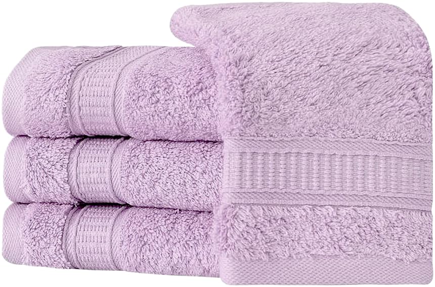 LA' HAM MAM FINE LIVING Luxury Turkish Cotton Towels Easy Care, Extra Soft & Absorbent, Hotel & Spa Quality, Kitchen & Bathroom Turkish Towels (Washcloth Set - 4 Pack, Lilac) - color: Lilac, size: Washcloth Set - 4 pack