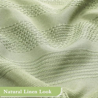 Small Stall Boho Farmhouse Shower Curtain with Tassel, Linen Bohemian French Country Chic Bathroom Shower Curtain Set, Modern Striped Textured Shower Curtain 36x72 - Olive Green - color: Olive Green, size: 36"W x 72"L (Pack of 1)