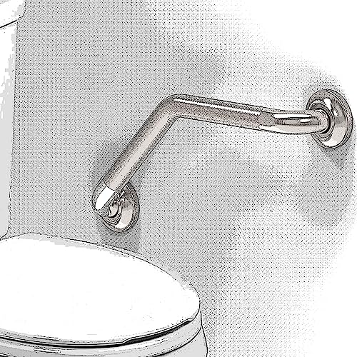 1-1/4 x 16 Stainless Steel Angled Grab Bar with Anti-Slip Peened Grip for Bathtubs, Shower & Toilet, ADA Compliant, Stud Mount 500lbs Support, Brushed Nickel