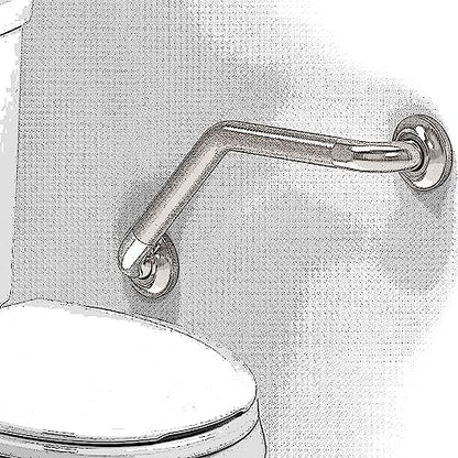1-1/4 x 16 Stainless Steel Angled Grab Bar with Anti-Slip Peened Grip for Bathtubs, Shower & Toilet, ADA Compliant, Stud Mount 500lbs Support, Brushed Nickel