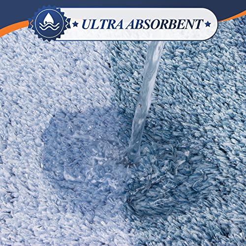 Walensee Bath Rug - Non Slip, Soft Microfiber Shaggy Mat (20 x 32, Ombre Blue) Water Absorbent, Machine Washable, Thick Plush Shower Mat - color: Ombre Blue, size: 20" x 32" Rectangular
