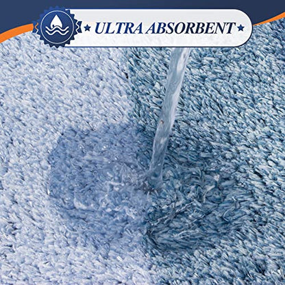 Walensee Bath Rug - Non Slip, Soft Microfiber Shaggy Mat (20 x 32, Ombre Blue) Water Absorbent, Machine Washable, Thick Plush Shower Mat - color: Ombre Blue, size: 20" x 32" Rectangular