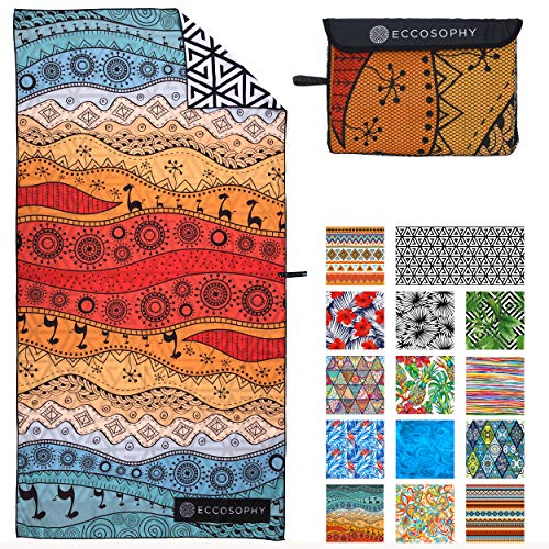 Microfiber Beach Towel - Quick Dry, Sand Free and Oversized 71x35 | Super absorbent, lightweight, swimming, gym, extra large, pool, cruise, camping, yoga, travel, compact, carry bag, vacation - color: Marrakesh