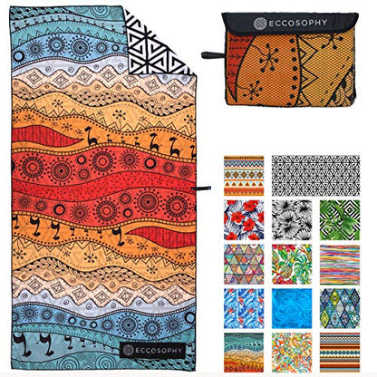 Microfiber Beach Towel - Quick Dry, Sand Free and Oversized 71x35 | Super absorbent, lightweight, swimming, gym, extra large, pool, cruise, camping, yoga, travel, compact, carry bag, vacation - color: Marrakesh