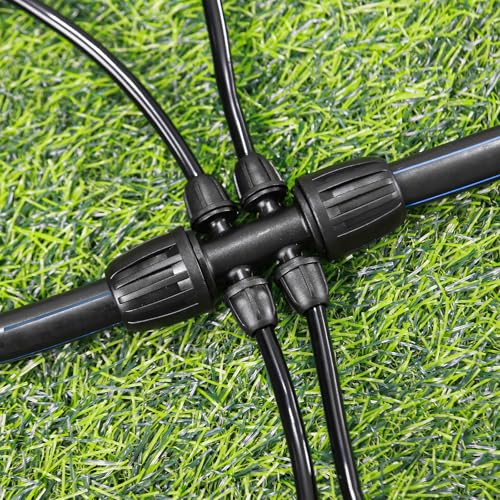 1/2 Inch To 1/4 Drip Irrigation Fittings - 8 Pack Drip Line Irrigation 1/2'' to 1/4'' Barbed Tee Adapter Anti-Drop Lock Nut Barbed Reducer 6 Way Connectors for Drip Irrigation System - size: 1/2" 6 Way Tee