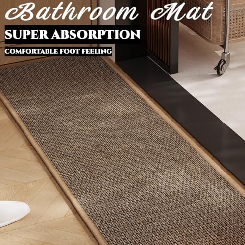 15'' Wide Long Bath Runner Mat, Super Absorbent Non-Slip Bathroom Rug, 59'' (Black/Brown, 15''X59'') - color: Black/Brown, size: 1'3" x 4'11" (Rectangular)