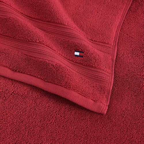 Tommy Hilfiger - Bath Towels, 100% Soft & Absorbent Plush Cotton with Zero Twist Constructions, Quick Dry and Medium Weight Bathroom Towels (Harborside Solid Red, 6 Piece) - color: Harborside Solid Red
