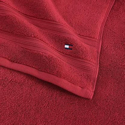 Tommy Hilfiger - Bath Towels, 100% Soft & Absorbent Plush Cotton with Zero Twist Constructions, Quick Dry and Medium Weight Bathroom Towels (Harborside Solid Red, 6 Piece) - color: Harborside Solid Red