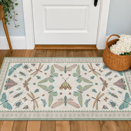 Hazo Haus Mint Green Washable Bathroom Rug - 2x4 Small Kitchen Rugs for Front Door Indoor Entrance, Low Pile Stain Resistant, Colorful Cool Aethestic - color: Beige Green, size: 2' x 4' (Rectangular)