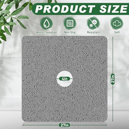 Shower Mat Non Slip,27 x 27 Inch Extra Large Bath Mat with Drain,Soft Square Loofah Shower Stall Mat Bathtub Mat for Bathroom,Without Suction Cups (Grey) - color: Grey