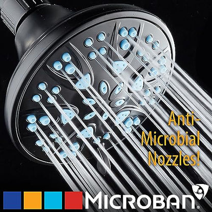 AquaDance Antimicrobial High Pressure 6-mode Anti-clog Luxury Shower Head | More Power, Better Shower Hygiene! Lifetime Antimicribial Nozzle Protection from Mold & Bacteria. Angle Adjustable - Black - color: Matte Black / Aqua Blue Jets, style: 2.5 Gallon