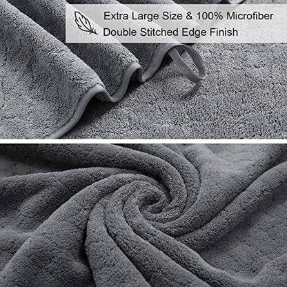 Ycosy Gray Bath Towels Set 35x70 Inches - Luxury 600 GSM Oversized Bath Sheet Towel,Extra Large Microfiber - Quick Dry,Highly Absorbent,Super Soft Shower Towels Spa Hotel Bathroom Towel Set (4-Pack) - color: Dark Gray, size: 4 Piece Bath Towel