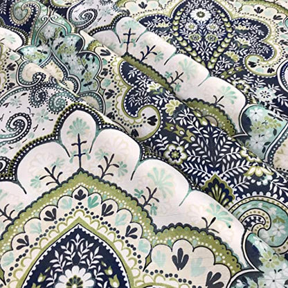 Serafina Home Hotel Quality Fabric Bathroom Shower Curtain: Floral Paisley Moroccan Damask (72 x 70 inches) - color: Blue, Green,aqua
