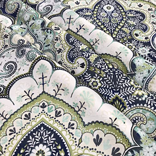 Hotel Quality Fabric Bathroom Shower Curtain: Floral Paisley Moroccan Damask (72 x 70 inches) - color: Blue, Green,aqua