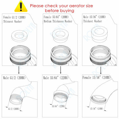 1080 Degree Rotating Faucet Extender Kitchen Sink Aerator Extension Brushed Nickel