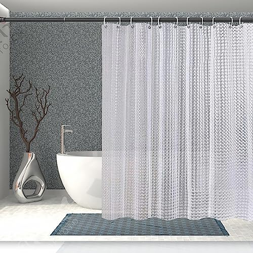 EVA Clear Shower Curtain Liner,3D Plastic 5G Shower Liners with 12 Rustproof Metal Grommets and Weighted Magnets, Waterproof Duty Shower Curtains for Shower Bathroom 72 x 72 - color: Square-clear
