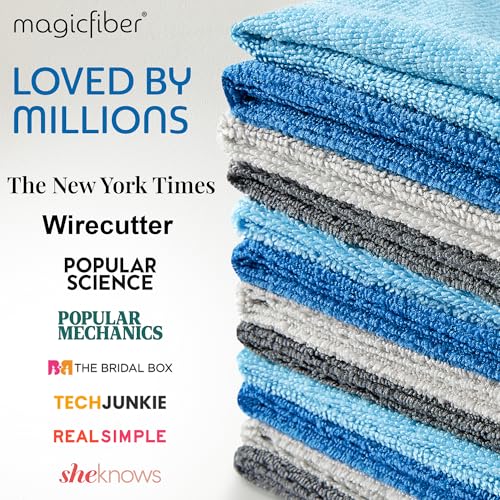 MagicFiber Microfiber Cleaning Cloth, Rags & Dish Towels, 12pk, Large 13x11 | Higher Quality, Larger Size for Housekeeping, Kitchen & Washing Dishes