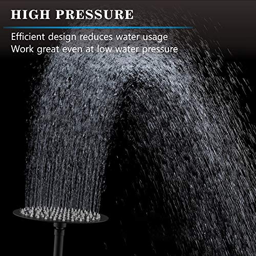 Voolan High Pressure Rain Shower Head - Rainfall Shower head Made of All Metal Stainless Steel - Comfortable Shower Experience Even at Low Water Flow (8 Inch, Black) - color: Matte Black, size: 8 Inch