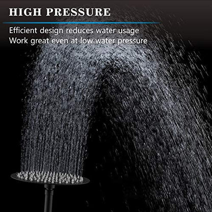 Voolan High Pressure Rain Shower Head - Rainfall Shower head Made of All Metal Stainless Steel - Comfortable Shower Experience Even at Low Water Flow (8 Inch, Black) - color: Matte Black, size: 8 Inch