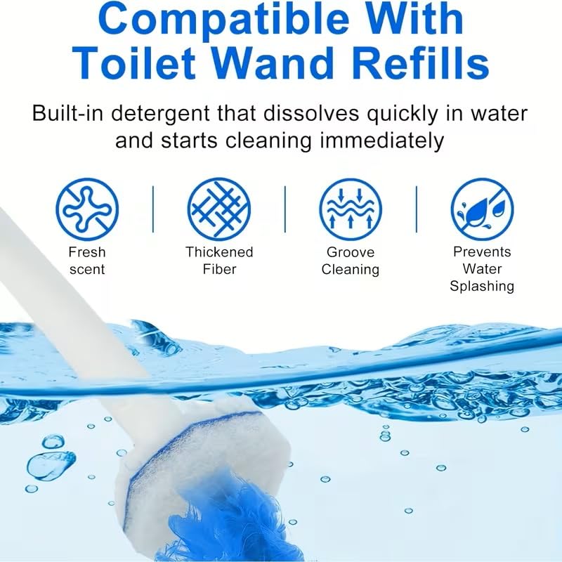 Disposable Toilet Brush Refill Heads, 50 Count, Upgraded 3-Layer Fiber Design for Deep Cleaning, Compatible with Most Toilet Wand Systems, Bathroom Scrubbing Pads