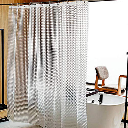 NTBAY EVA Shower Curtain Liner, 72 x 72, 6 Gauge, Clear Water Cube | Water-repellent EVA Liner with 3 Bottom Magnets, 12 Reinforced Grommets, and 12 Plastic Hooks - color: Clear Patterned, size: 72"W x 72"L (Pack of 1)