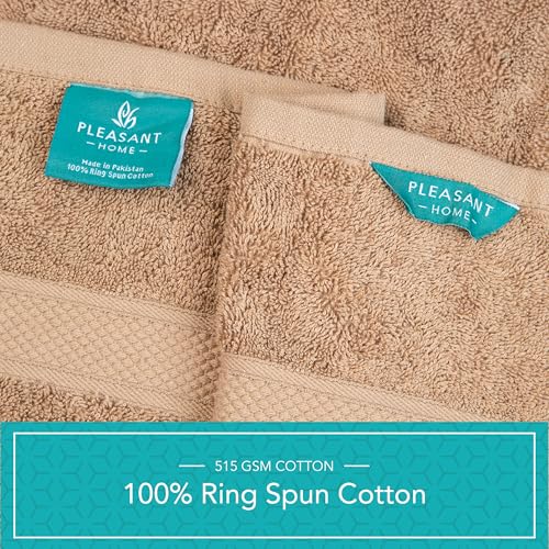 Pleasant Home Bath Towels Set of 6 (24” x 50”) 100% Cotton, Mocha | 515 GSM | Lightweight, Soft & Highly Absorbent Luxury Towels for Bathroom | for Gym, Pool & Spa - color: Mocha