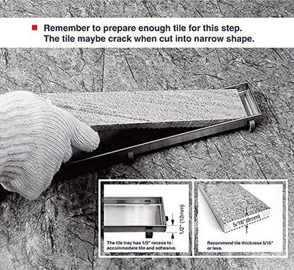 Neodrain 28-Inch Linear Shower Drain-Brushed,with Tile Insert Grate | 304 Stainless Steel, Fast Drainage, Rectangle Shower Floor Drain with Leveling Feet & Hair Strainer, Fits Bathroom, Balcony - color: Brushed, size: 28 IN