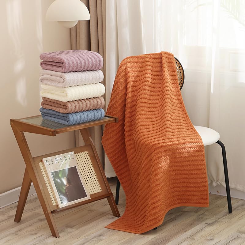 1 PCS Bath Towels, Waffle Bath Towels for Daily Bathing, Spa Relaxation and Home Bathroom, 27.56 * 55.12inch/70 * 140cm, Light Khaki