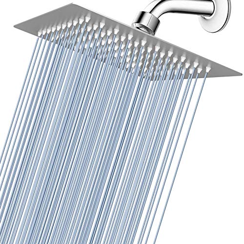 Voolan Rain Shower head, High Pressure Shower Head Made of 304 Stainless Steel, Relaxed Shower Experience Even at Low Water Flow and Pressure (8" Brushed Nickel) - color: Brushed Nickel, size: 8 Inch