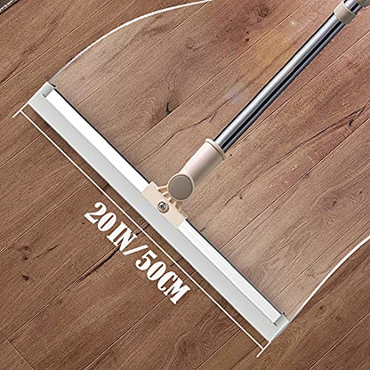 20 in Silicone Floor Squeegee 65 in Long Handle for Floor Window Cleaning | Shower Squeegee Scrubber Combi with Pole Extendable Telescopic Adjustable Stainless Glass Squeegee Bathroom shower