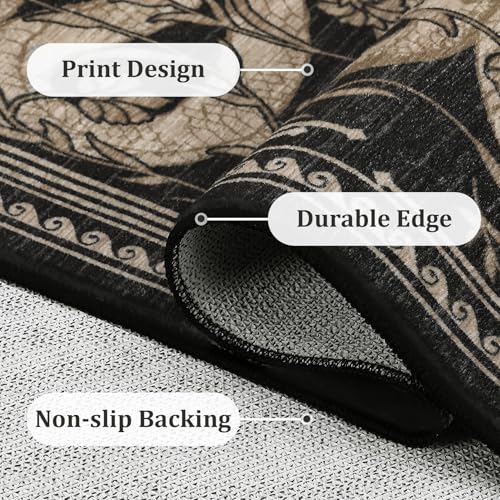 ROYHOME Snake Washable Rug - color: Black, size: 9' x 12' (Rectangular)