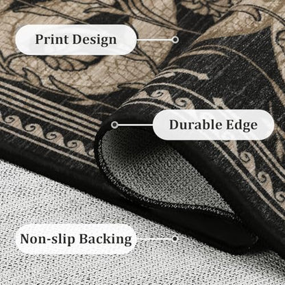 ROYHOME Snake Washable Rug - color: Black, size: 9' x 12' (Rectangular)