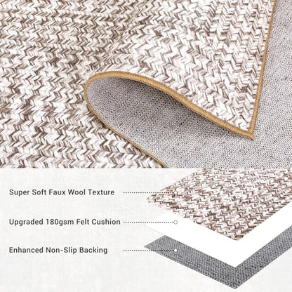 Printed Washable Runner Rug 2x6 2'x6' Beige/Grey - color: Beige/Grey, size: 2' x 6' (Runner)