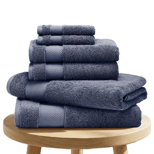 BIOWEAVES 100% Organic Cotton 6-Piece Luxury Bathroom Towels Set GOTS Certified 700 GSM, 2 Bath Towels, 2 Hand Towels & 2 Wash Cloths - Mineral - color: Mineral, size: 6 Pc Towel Set