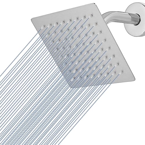 Voolan Rain Shower head, High Pressure Shower Head Made of 304 Stainless Steel, Relaxed Shower Experience Even at Low Water Flow and Pressure(6" Brushed Nickel) - color: Brushed Nickel, size: 6 Inch