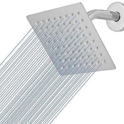 Voolan Rain Shower head, High Pressure Shower Head Made of 304 Stainless Steel, Relaxed Shower Experience Even at Low Water Flow and Pressure(6" Brushed Nickel) - color: Brushed Nickel, size: 6 Inch